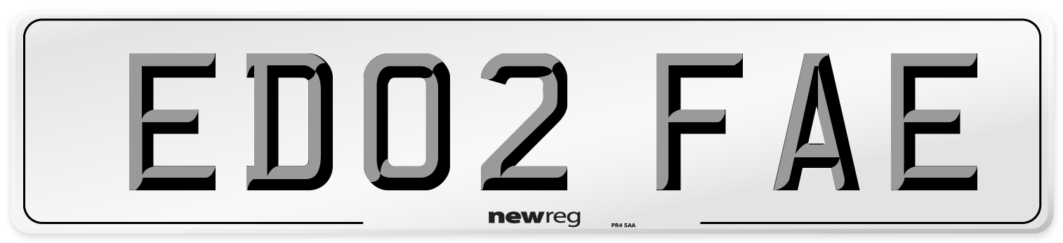 ED02 FAE Number Plate from New Reg